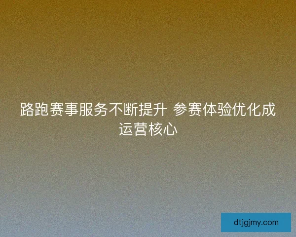 路跑赛事服务不断提升 参赛体验优化成运营核心